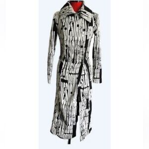 Desigual Black and White Graphic Trench Coat